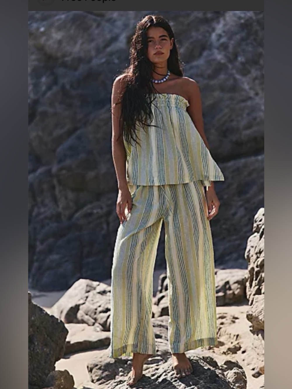 Free People Corfu Stripped Cotton Linen Set 🔥 Size S